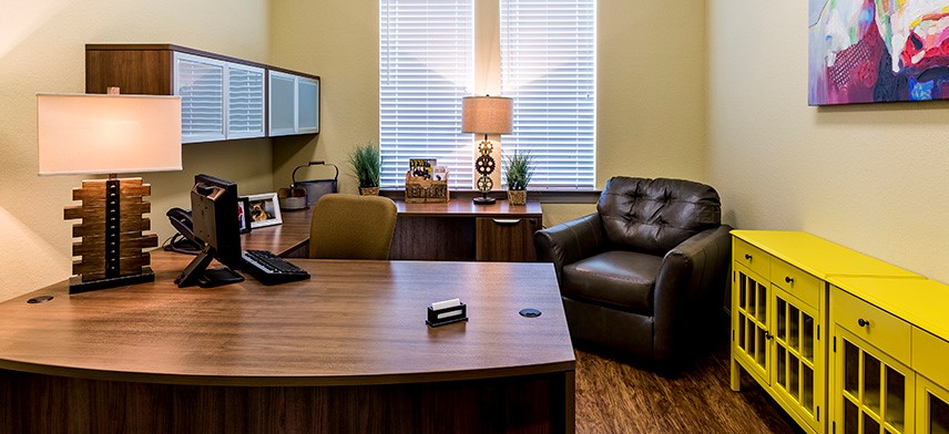 personal office filled with office furniture