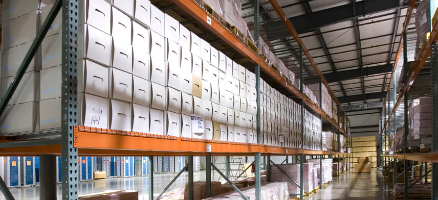 final mile logistics aisle in warehouse
